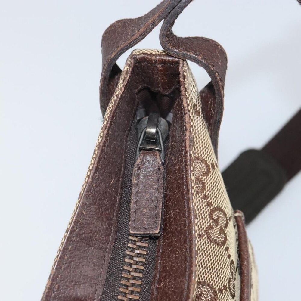 Authentic GUCCI GG Canvas Shoulder Bag Beige Silver 122793 - Picture 7 of 16